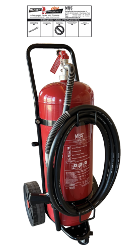 MBS-FIRE (MBK) 50kg Pulver Dauerdruck Feuerlöscher fahrbar DIN EN 1866 - Löschwagen